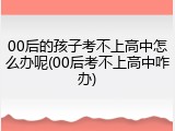 00后的孩子考不上高中怎么办呢(00后考不上高中咋办)