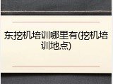 东挖机培训哪里有(挖机培训地点)