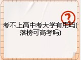 考不上高中考大学有用吗(落榜可高考吗)