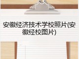 安徽经济技术学校照片(安徽经校图片)