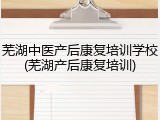 芜湖中医产后康复培训学校(芜湖产后康复培训)