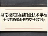 湖南衡阳财经职业技术学校分数线(衡阳财校分数线)