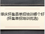 肇庆怀集县单招培训哪个好(怀集单招培训优选)