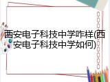 西安电子科技中学咋样(西安电子科技中学如何)