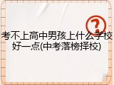 考不上高中男孩上什么学校好一点(中考落榜择校)