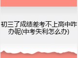 初三了成绩差考不上高中咋办呢(中考失利怎么办)