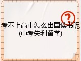 考不上高中怎么出国读书呢(中考失利留学)