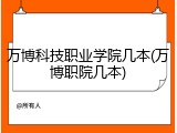 万博科技职业学院几本(万博职院几本)