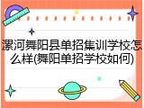 漯河舞阳县单招集训学校怎么样(舞阳单招学校如何)