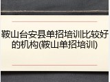 鞍山台安县单招培训比较好的机构(鞍山单招培训)