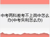 中考两科差考不上高中怎么办(中考失利怎么办)