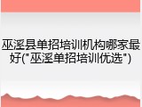 巫溪县单招培训机构哪家最好("巫溪单招培训优选")
