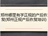 郑州哪里有学正规的产后恢复(郑州正规产后恢复培训)