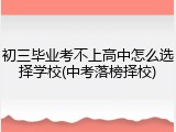 初三毕业考不上高中怎么选择学校(中考落榜择校)