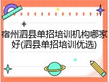 宿州泗县单招培训机构哪家好(泗县单招培训优选)