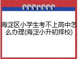 海淀区小学生考不上高中怎么办理(海淀小升初择校)