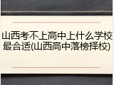 山西考不上高中上什么学校最合适(山西高中落榜择校)
