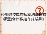 台州数控车床短期培训班有哪些(台州数控车床培训)