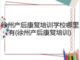 徐州产后康复培训学校哪里有(徐州产后康复培训)