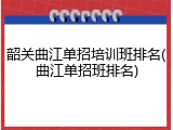 韶关曲江单招培训班排名(曲江单招班排名)