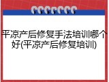 平凉产后修复手法培训哪个好(平凉产后修复培训)