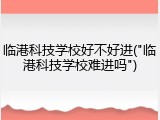 临港科技学校好不好进("临港科技学校难进吗")