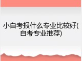 小自考报什么专业比较好(自考专业推荐)