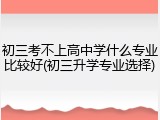 初三考不上高中学什么专业比较好(初三升学专业选择)