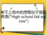 考不上高中的感慨句子简短英语("High school fail sorrow")