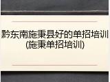 黔东南施秉县好的单招培训(施秉单招培训)