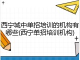西宁城中单招培训的机构有哪些(西宁单招培训机构)