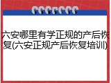 六安哪里有学正规的产后恢复(六安正规产后恢复培训)