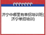 济宁中哪里有单招培训班(济宁单招培训)