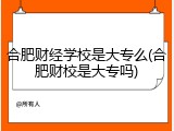 合肥财经学校是大专么(合肥财校是大专吗)