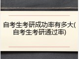 自考生考研成功率有多大(自考生考研通过率)