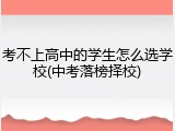 考不上高中的学生怎么选学校(中考落榜择校)