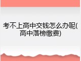 考不上高中交钱怎么办呢(高中落榜缴费)