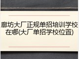 廊坊大厂正规单招培训学校在哪(大厂单招学校位置)