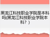 黑龙江科技职业学院是本科吗(黑龙江科技职业学院本科？)