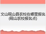 文山砚山县农校在哪里报名(砚山农校报名点)