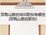 双鸭山数控培训职校有哪些(双鸭山数控职校)