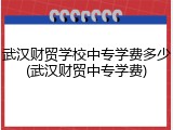 武汉财贸学校中专学费多少(武汉财贸中专学费)
