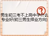 男生初三考不上高中学什么专业好(初三男生择业方向)