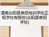 渭南合阳县单招培训学校正规学校有那些(合阳县单招学校)