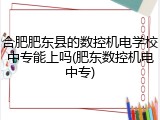 合肥肥东县的数控机电学校中专能上吗(肥东数控机电中专)