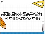 咸阳乾县农业职高学校读什么专业(乾县农职专业)