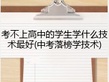 考不上高中的学生学什么技术最好(中考落榜学技术)