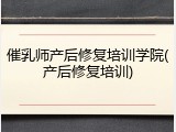 催乳师产后修复培训学院(产后修复培训)