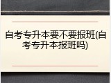 自考专升本要不要报班(自考专升本报班吗)