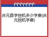 庆元县学挖机多少学费(庆元挖机学费)